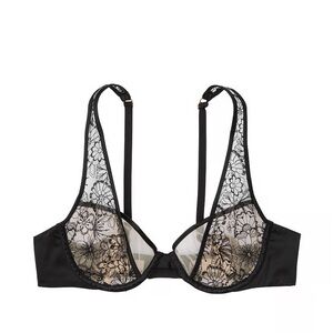 Victoria’s Secret‎ VERY SEXY Unlined Floral Embroidered Plunge Bra Size 32C